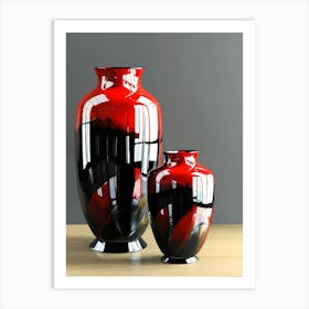 Red And Black Vases 1 Art Print