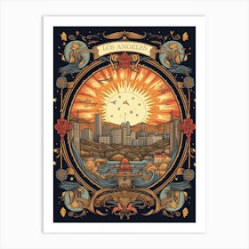 Los Angeles, United States,, Tarot Card Travel  Line Art 2 Art Print