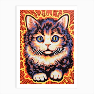 Louis Wain, Kaleidoscope Cats Poster 14 Canvas Print by Meowsterpieces - Fy