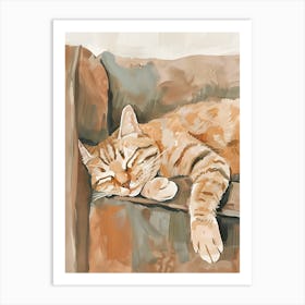 Cat Sleeping On The Couch 1 Art Print