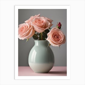 A Vase Of Pink Roses 87 Art Print