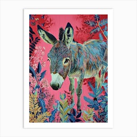 Floral Animal Painting Donkey 3 Art Print