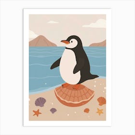 Penguin Riding On Seashell Art Print