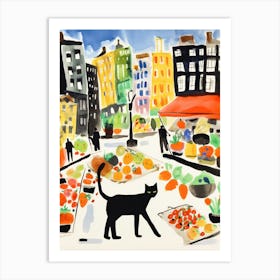 The Food Market In Brooklyn 1 Illustration Art Print