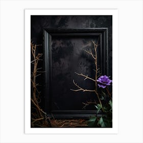 Black Frame With Purple Rose Art Print