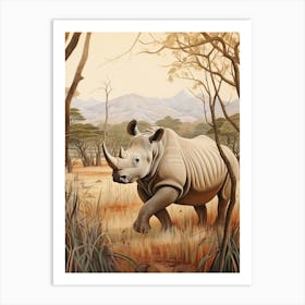 Rhinoceros In The African Savannah 1 Art Print