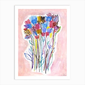 Abstract Pink Flowers Art Print