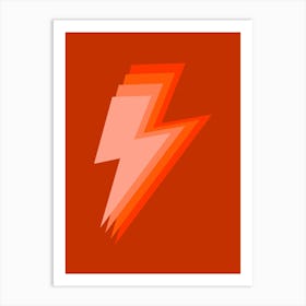 Orange Retro Lightning Bolt Art Print