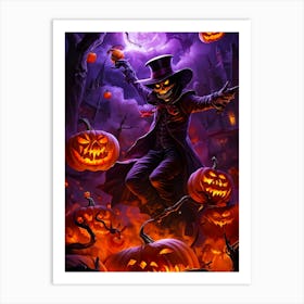 Halloween Witch With Pumpkins 1 Art Print