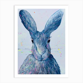 Blue Neon Rabbit Art Print