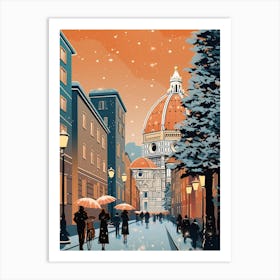 Winter Travel Night Illustration Florence Italy 3 Art Print