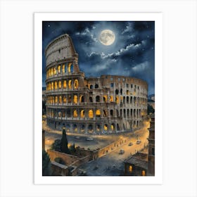 Colosseum's Lunar Embrace Art Print