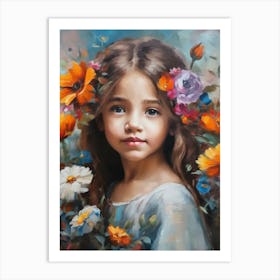 Little Girl With Flowers Art Print