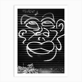 Black and White Graffiti Face Art Print