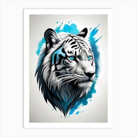 White Tiger Head Art Print