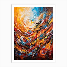 Abstract Painting Capturing The Convergence Of Diverse Human Rights And Cultures Showcasing Swirls (1) Art Print