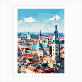 Kraków, Poland, Geometric Illustration 3 Art Print