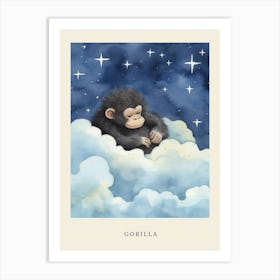 Baby Gorilla 1 Sleeping In The Clouds Nursery Poster Art Print