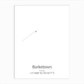 Burketown,Australia Minimalist Map Art Print