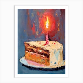 A Slice Of Birthday Cake Oil Painting 5 Art Print