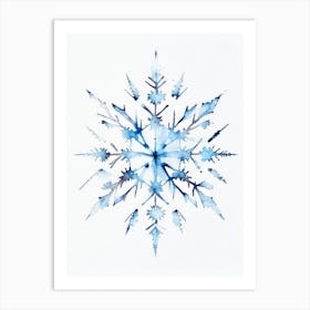 Symmetry, Snowflakes, Minimalist Watercolour 2 Art Print