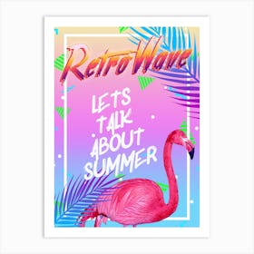 Retrowave: Summer and flamingo [retrowave/vaporwave/synthwave] — aesthetic poster, retrowave poster, neon poster Art Print