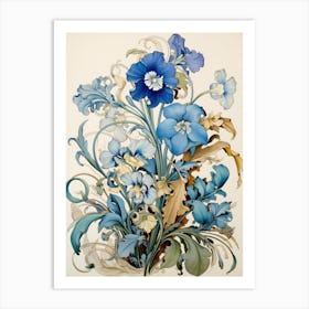 Blue Flowers 1 Art Print