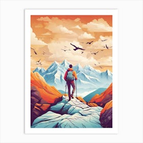 Mountaineer In The Mountains 2 Art Print