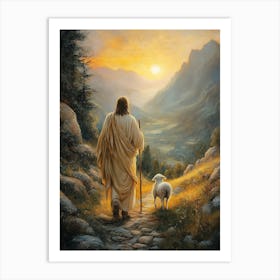 Jesus Walking With Sheep 2 Poster