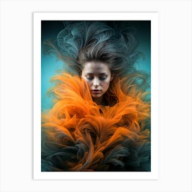 Portrait Of A Woman With Feathers Art Print