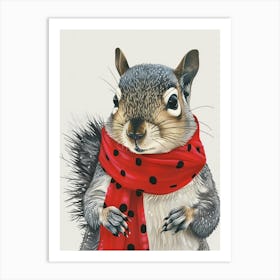 Squirrel In Scarf 2 Art Print