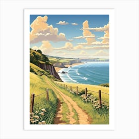 South West Coast Path England 2 Vintage Travel Illustration Art Print