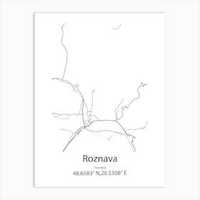 Roznava,Slovakia Minimalist Map Art Print