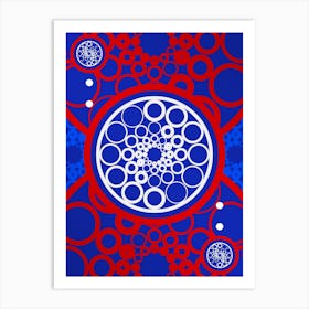 Geometric Glyph in White on Red and Blue Array n.0017 Art Print