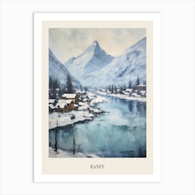 Vintage Winter Painting Poster Banff Canada 1 Art Print