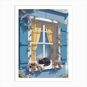 Cat In The Window Art Print