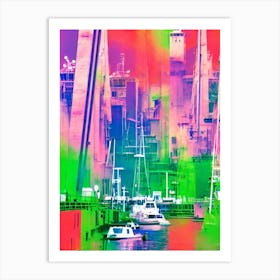 Port Of Reykjavík Iceland Retro Risograph Print 1 harbour Art Print