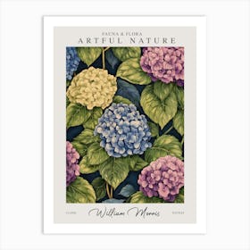 William Morris Hydrangea Yellow Blue Pink Flower Exhibition Art Print