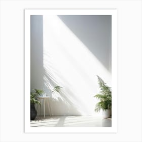 Nature Pattern White Sunshine Overlay Elegant Fern Abstract Blank Light Natural Room Pla (11) Art Print