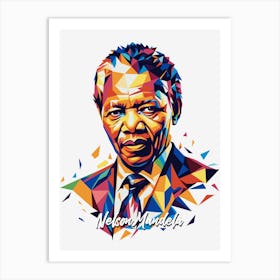 Nelson Mandela 02 Portrait WPAP Pop Art Art Print