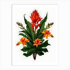 A Symphony of Summer: Canna, Lobster Claw, Lily in Vibrant Bloom Art Print