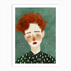 Illustration Of A Girl With Red Hair 2 Art Print