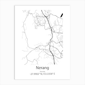 Nerang,Australia Minimalist Map Art Print