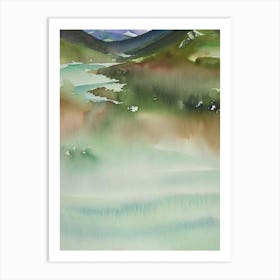 Tongariro National Park New Zealand Water Colour Poster Art Print