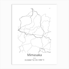 Mimasaka,Japan Minimalist Map Art Print