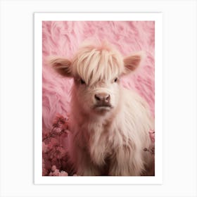 Fluffy Baby Pink Highland Cow 1 Art Print