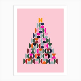 Pink Mid Century Christmas Tree Art Print