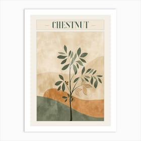 Chestnut Tree Minimal Japandi Illustration 4 Poster Art Print