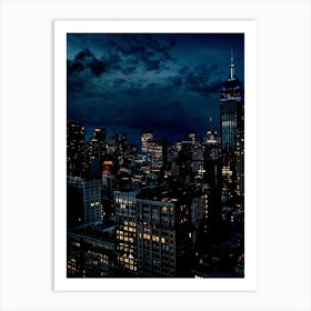 City Amoled Black Building City New Night Sky Art Print