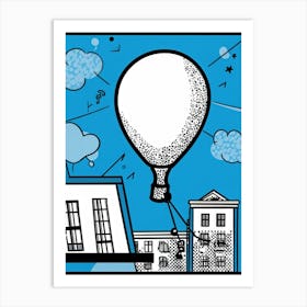 Cartoon Style White Balloon With Abstract Black Patterns Pointing Down To Suggest Growth Hand Draw (1) Art Print